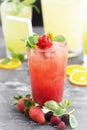 Iced tea with strawberries and mint Royalty Free Stock Photo