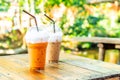 iced Thai milk tea and iced coffee latte cup Royalty Free Stock Photo