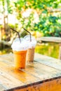 iced Thai milk tea and iced coffee latte cup Royalty Free Stock Photo