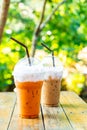 iced Thai milk tea and iced coffee latte cup Royalty Free Stock Photo