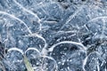 Iced water on the ground with tracery Royalty Free Stock Photo