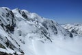 Icefall descending from a mountain pass sabble to Royalty Free Stock Photo