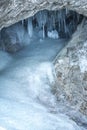 Icefall on a rock wall Royalty Free Stock Photo