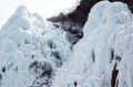 Spectacular ice falls in mountainous area.