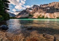 Icefields Parkway Bow Lake With Mountains Royalty Free Stock Photo