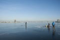 Icefishing on a sunny cold day in the Netherlands