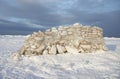 Icehouse, winter, wall of ice bricks, beach Royalty Free Stock Photo