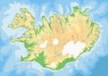 Detailed Iceland physical map.