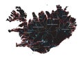 Detailed Iceland road map with labeling. Royalty Free Stock Photo