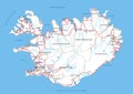 Detailed Iceland road map with labeling.