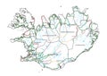 Iceland road and highway map. Royalty Free Stock Photo