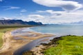 Iceland. Aerial view on the coastline and ocean. Landscape in the Iceland at the day time. Famous place in Iceland. Landscape from Royalty Free Stock Photo