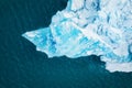 Iceland. An aerial view of an iceberg. Winter landscape from a drone. Jokulsarlon Iceberg Lagoon. Vatnajokull National Park, Icela