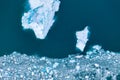 Iceland. An aerial view of an iceberg. Winter landscape from a drone. Jokulsarlon Iceberg Lagoon. Royalty Free Stock Photo