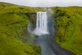Iceland. Aerial view on the Skogafoss waterfall. Landscape in the Iceland from air. Famous place in Iceland. Landscape Royalty Free Stock Photo