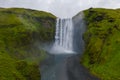 Iceland. Aerial view on the Skogafoss waterfall. Landscape in the Iceland from air. Famous place in Iceland. Landscape Royalty Free Stock Photo