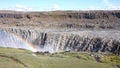 Tourists at Dettifoss. The waterfall is situated in VatnajÃÂ¶kull National Park in Northeast Iceland, and