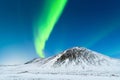 Iceland. Aurora Borealis. Northern lights and skies with stars. Nature. Scandinavian countries. Royalty Free Stock Photo