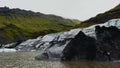 Iceland autumn tundra landscape near Haoldukvisl glacier, Iceland. Glacier tongue slides from the Vatnajokull icecap or Vatna Glac
