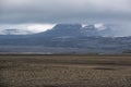 Iceland autumn tundra landscape near Haoldukvisl glacier, Iceland. Glacier tongue slides from the Vatnajokull icecap or Vatna Royalty Free Stock Photo