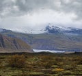 Iceland autumn tundra landscape near Haoldukvisl glacier, Iceland. Glacier tongue slides from the Vatnajokull icecap or Vatna Royalty Free Stock Photo