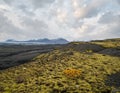 Iceland autumn tundra landscape near Haoldukvisl glacier, Iceland. Glacier tongue slides from the Vatnajokull icecap or Vatna Royalty Free Stock Photo