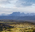 Iceland autumn tundra landscape near Haoldukvisl glacier, Iceland. Glacier tongue slides from the Vatnajokull icecap or Vatna Royalty Free Stock Photo