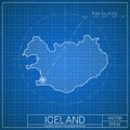 Iceland blueprint map template with capital city.