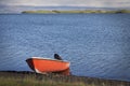 Iceland: Boat in Myvatn lake Royalty Free Stock Photo