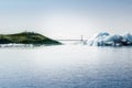 Iceland Bridge and Beautiful Glacier Lagoon on a sunny day