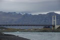 Iceland bridge over the channel of JÃÂ¶kulsarlon Lagoon flows to the sea