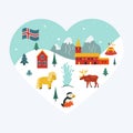 Iceland cartoon seamless pattern. Travel illustration