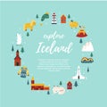 Iceland cartoon vector banner. Travel illustration