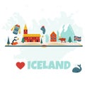 Iceland cartoon vector banner. Travel illustration