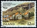 ICELAND - CIRCA 1986: A stamp printed in Iceland shows Seydisfjordur, circa 1986.