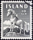 ICELAND - CIRCA 1958: A stamp printed in Iceland shows Icelandic Pony, circa 1958.