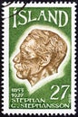 ICELAND - CIRCA 1975: A stamp printed in Iceland shows poet Stephan G.Stephansson, circa 1975.