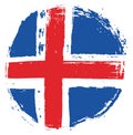 Iceland Circle Flag Vector Hand Painted with Rounded Brush
