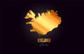 Iceland country border map in gold golden metal color design