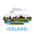 Iceland country design template Flat cartoon style