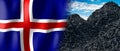 Iceland - country flag and pile of coal