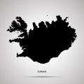 Iceland country map, simple black silhouette on gray