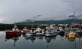 Harbor with colorful boats at Dalvik in Iceland Royalty Free Stock Photo