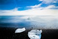 Iceland diamond beach with icebergs Royalty Free Stock Photo