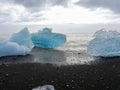 Iceland diamond beach with icebergs Royalty Free Stock Photo