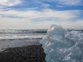 Iceland diamond beach with icebergs Royalty Free Stock Photo