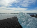 Iceland diamond beach with icebergs Royalty Free Stock Photo