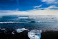 Iceland diamond beach with icebergs Royalty Free Stock Photo