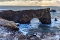 Iceland dyrholaey rock arch, winter in Iceland, dyrholaey arch in winter