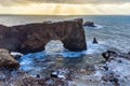 Iceland dyrholaey rock arch, winter in Iceland, dyrholaey arch in winter